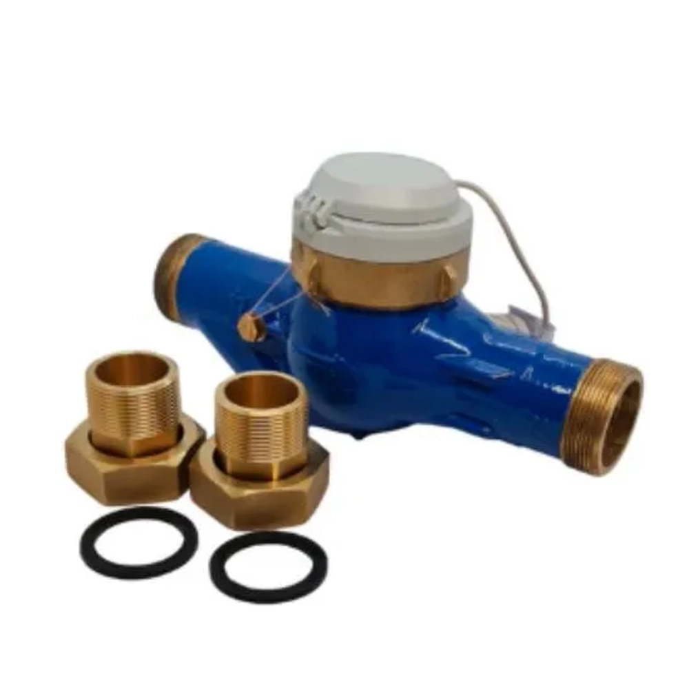 Zenner Multi-Jet Water Meter: DN 15-50 mm, epoxy coated cast bronze body, 7-digit register, 10 Ltr pulse. (Character Count: 104)