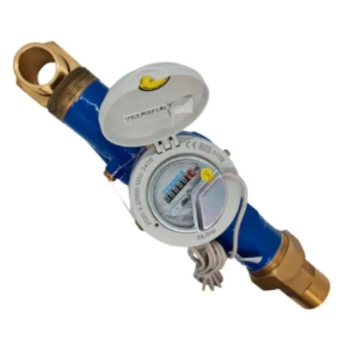 Zenner Multi-Jet Water Meter: DN 15-50 mm, epoxy coated cast bronze body, 7-digit register, 10 Ltr pulse. (Character Count: 104)