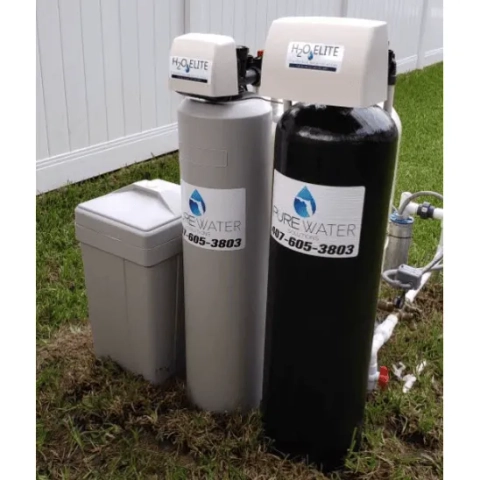 Florida Pure Water Services residential water softener featuring a high-efficiency digital demand control valve