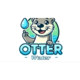 Playful vector brand graphic for Otter Water isolated on a plain white background.
