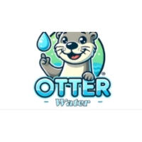 Playful vector brand graphic for Otter Water isolated on a plain white background.