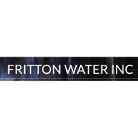 Fritton Water Inc. logo featuring white text on a dark blue/black background with subtle vertical water streaks