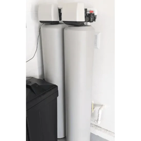 The Water Guy dual-tank whole home system combining a water softener and carbon filtration unit