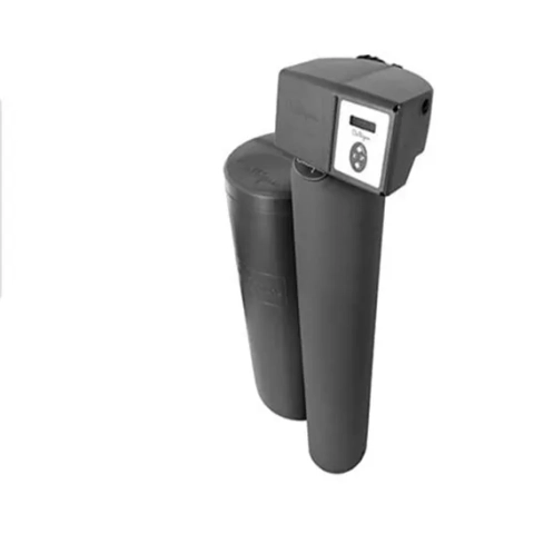 A gray Culligan High-Efficiency Water Softener with digital control head for home use
