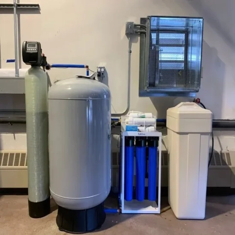 Hart Water Conditioning dual-tank water softener system, providing continuous, chemical-free soft water for the home.